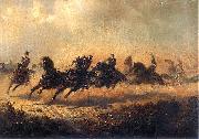 Maksymilian Gierymski Charge of Russian horse artillery. France oil painting artist